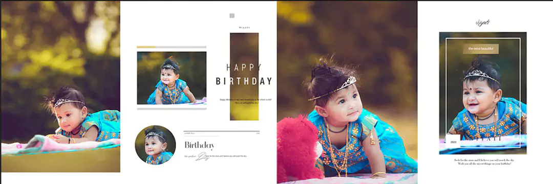 Birthday Album Design PSD Free Download 12X36
