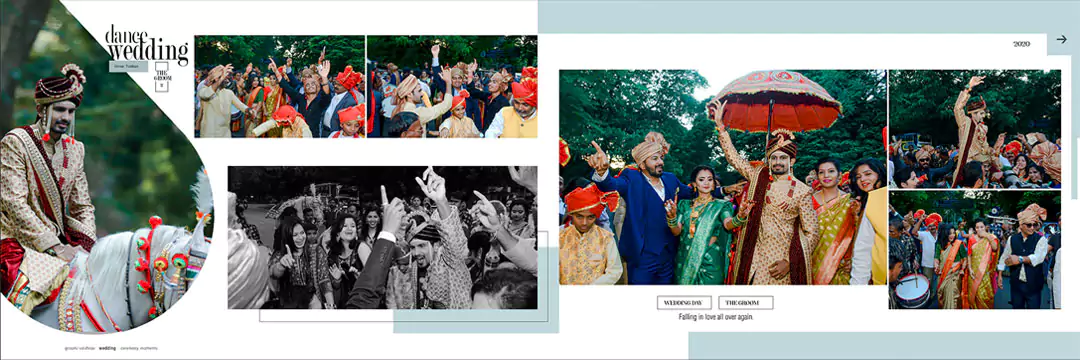 bride and groom wedding album designer