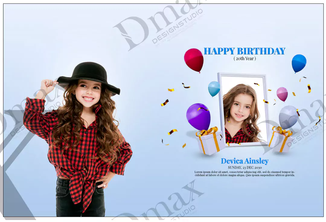 Birthday Album Design PSD Free Download 16x24