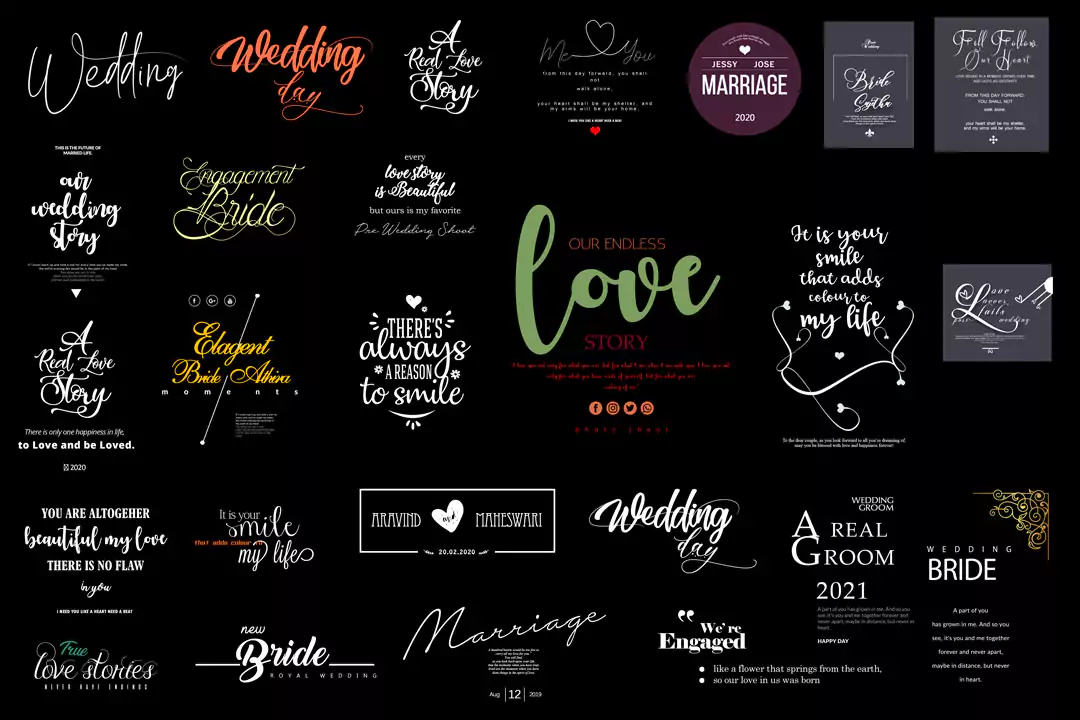 wedding letters and Fonts