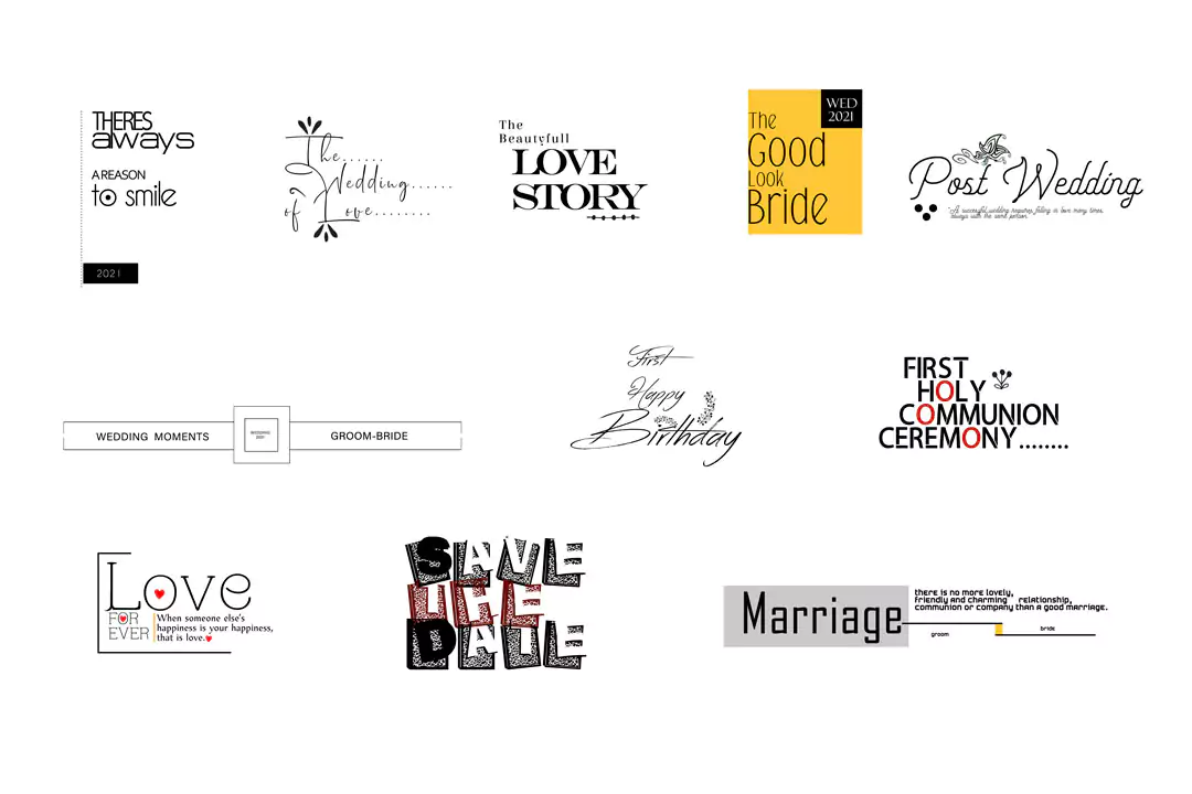 wedding-bridal-groom Fonts and letters Perfect for album design