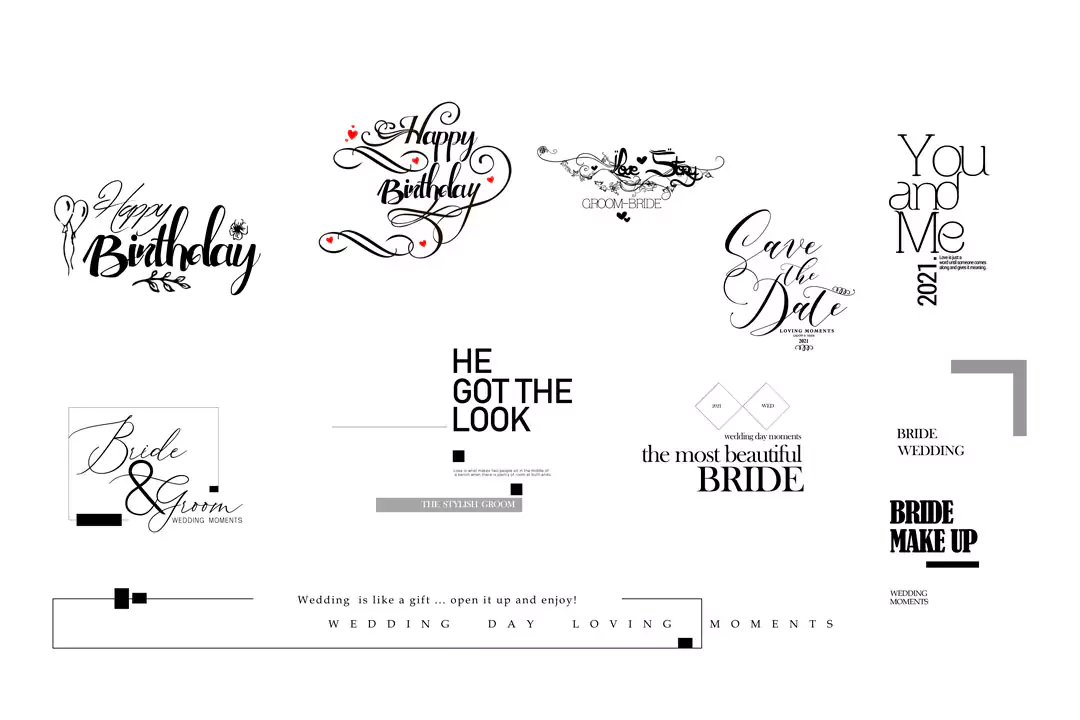 wedding-bridal-groom Fonts and letters Perfect for album design