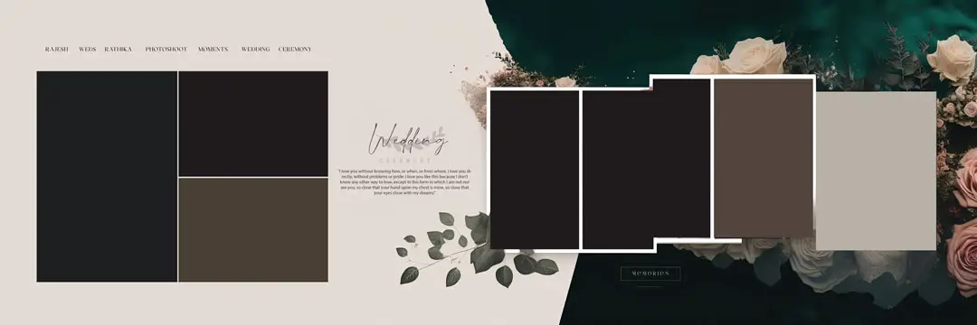 Dark theme oil paint wedding album psd 2023