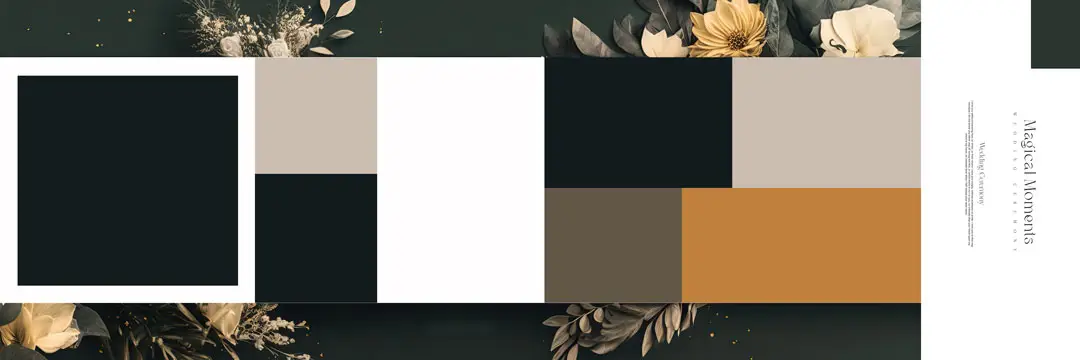 Dark theme oil paint wedding album psd 2023