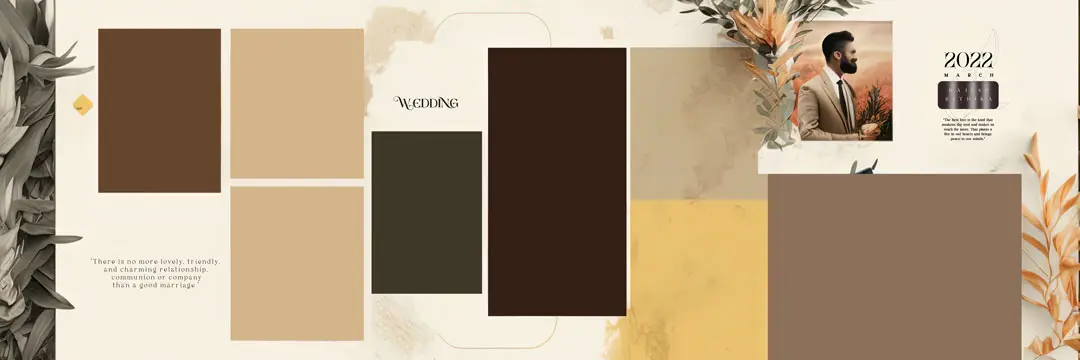 Dark theme oil paint wedding album psd 2023