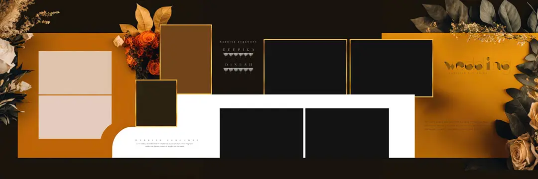 Dark theme oil paint wedding album psd 2023