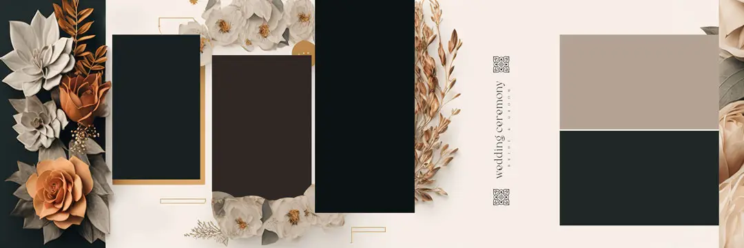 Dark theme oil paint wedding album psd 2023