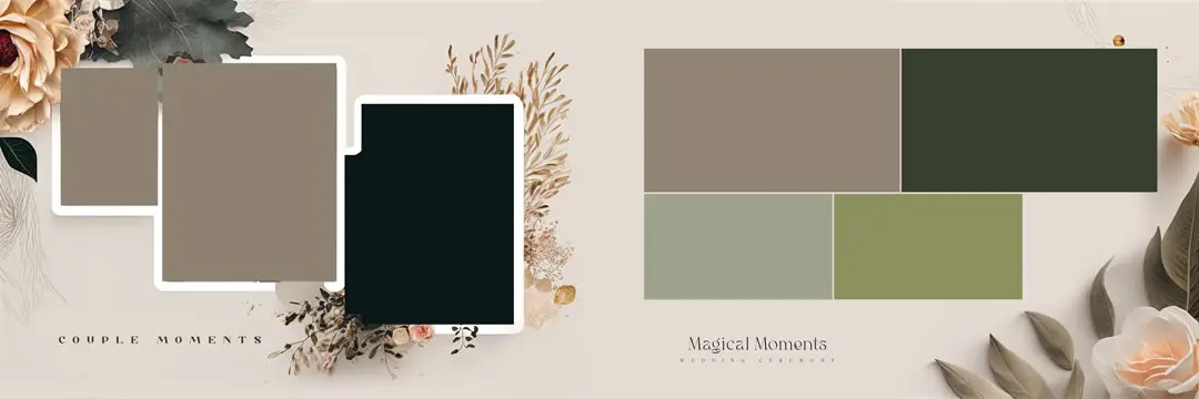 Dark theme oil paint wedding album psd 2023